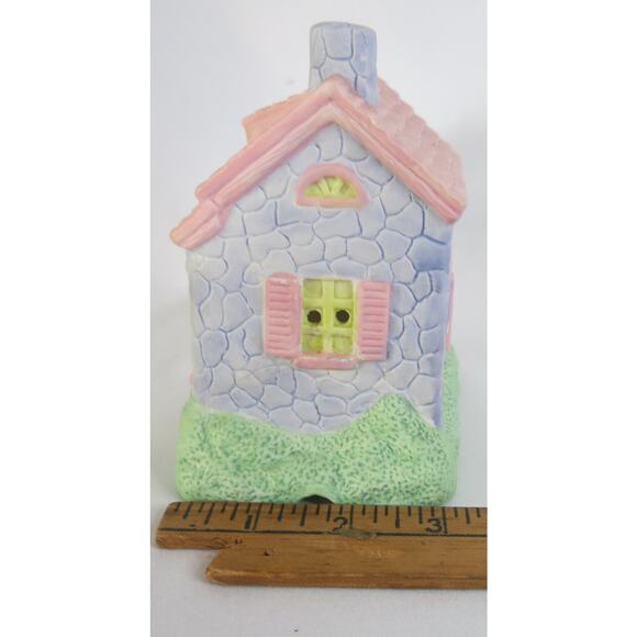 Vintage EASTER VILLAGE Bakery Ceramic House Light Up* 4"x5" Pink Purple 1980's - Picture 11 of 11